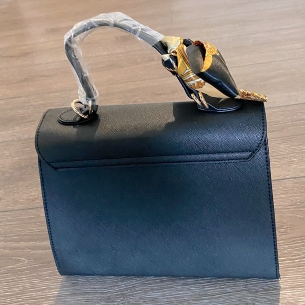 NEW! BUNDLE Scarf Handled Satchel With Crossbody Strap & Matching Wallet Black - Picture 4 of 15